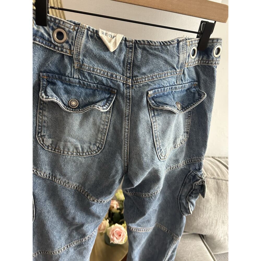 Free People Call Me Crazy Cargo Jeans 26 We The Free Grommet Waist Blue - Picture 10 of 16